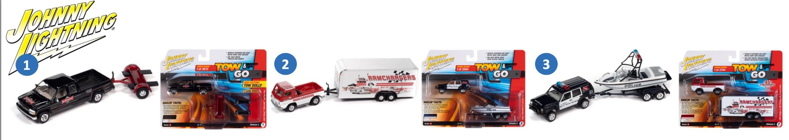 Autoworld JLBT018A Johnny Lightning Tow&Go 2023 Release 2A 6 Models per box