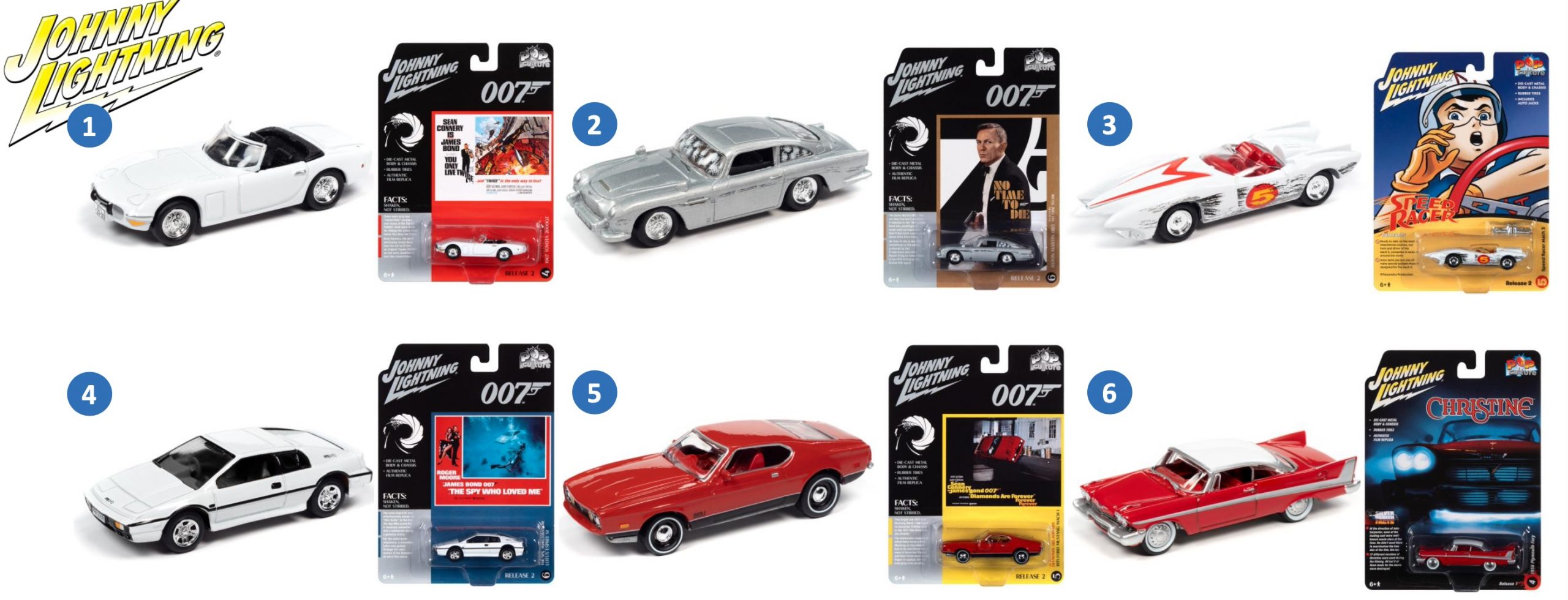 Autoworld JLPC010 Johnny Lightning Pop Culture 2022 Release 5. Assorted 6 Models per box (B7)