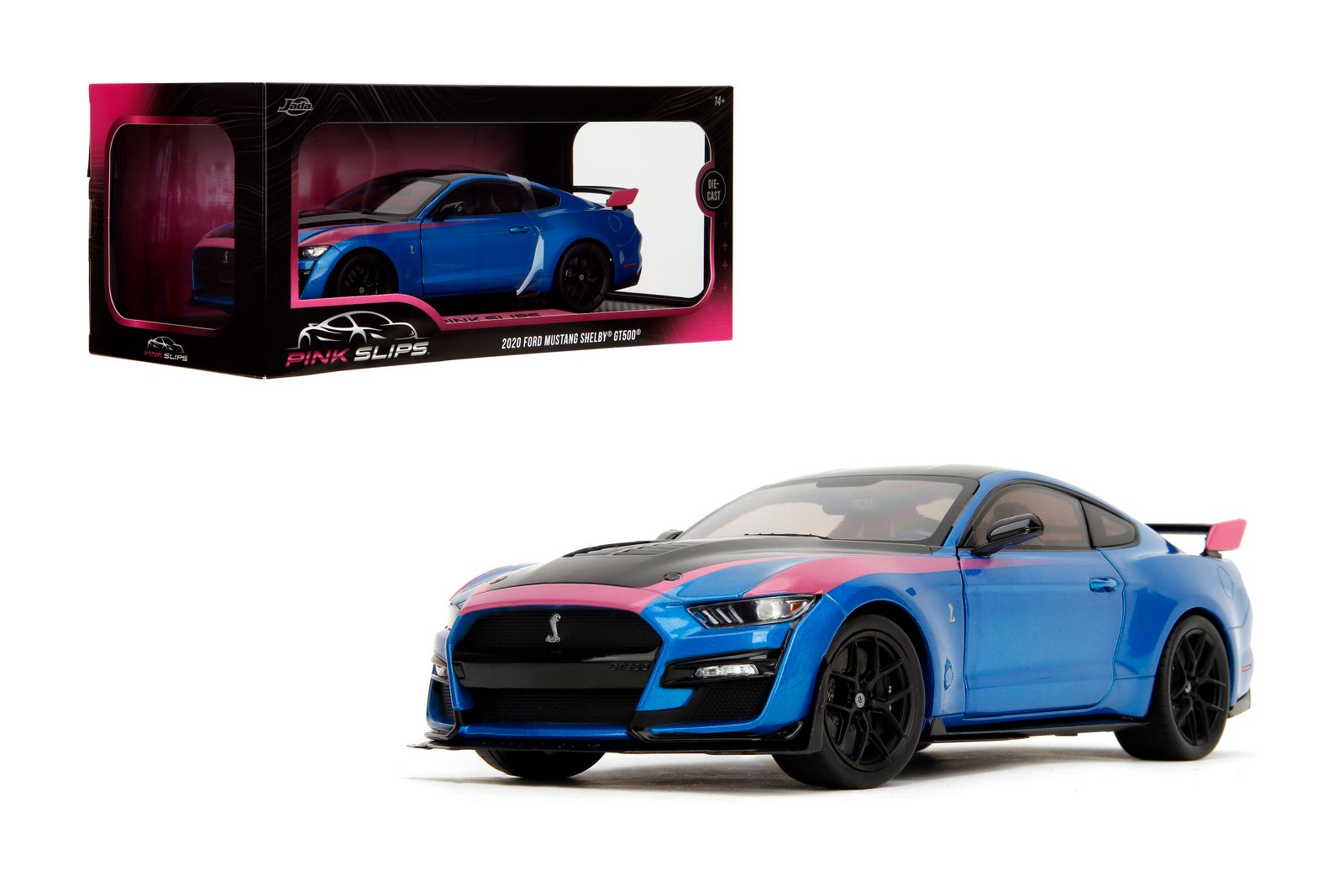 Jada 35723 1/18 Pink Slips 2020 Ford Mustang Shelby GT500. Metallic Blue.Opening doors
