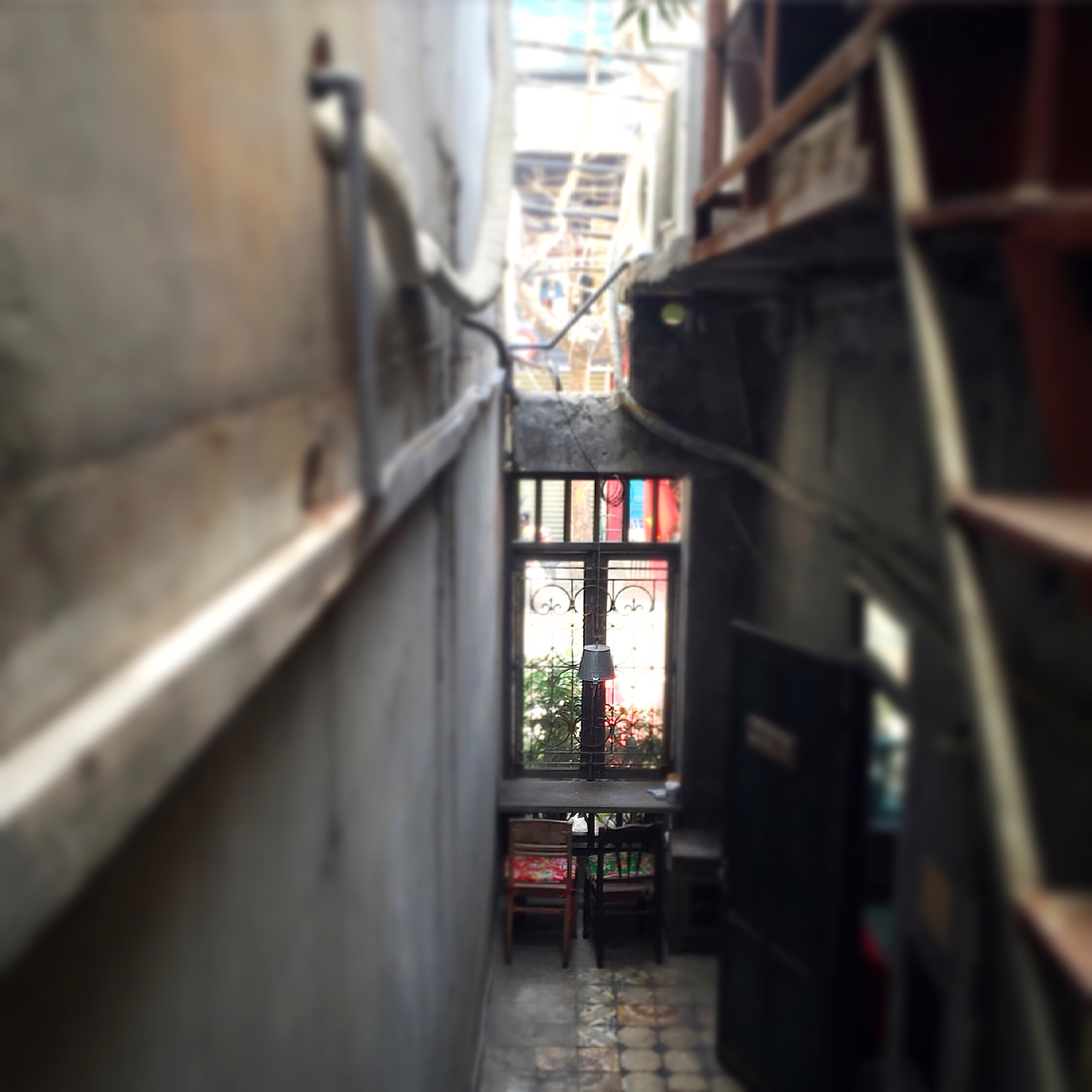 a workspace between two buildings