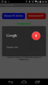 MSP430 Voice Control Over Bluetooth HC06 module Android App Capture Mode