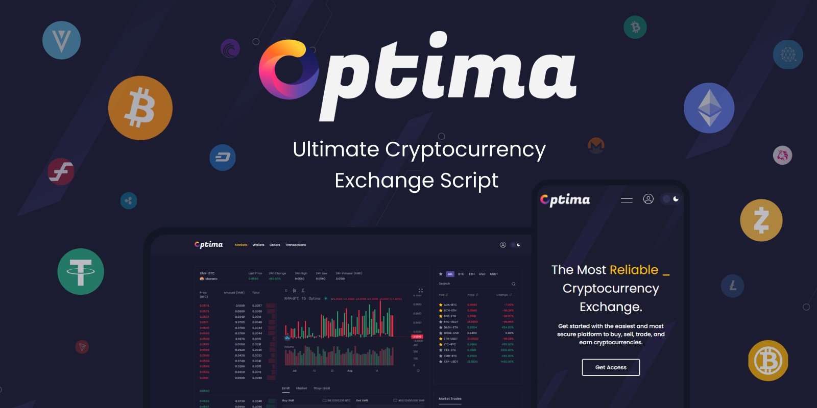 Optima – Cryptocurrency Exchange Script. Bitcoin & Ethereum - CoderMarket