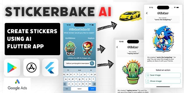 StickerBake AI - Create Stickers using AI | Flutter mobile app