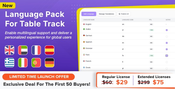 Language Pack Module for Tabletrack