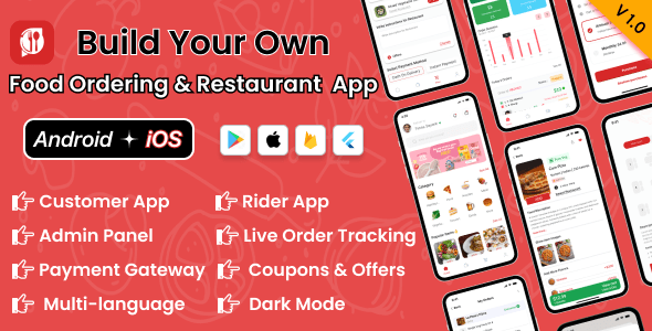 DTFood - Single Vendor Food Ordering & Restaurant App | Flutter App ( Android iOS ) + Admin Panel 1.4