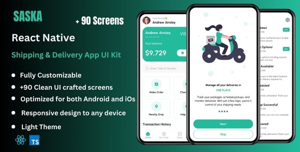 Saska - Shipping & Delivery React Native Expo App Ui Kit