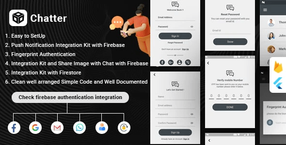 Flutter Firebase Chat , Authentication & Social Media Integration - Chatter