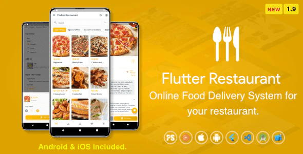 Flutter Restaurant ( Online Food Delivery System For iOS and Android )