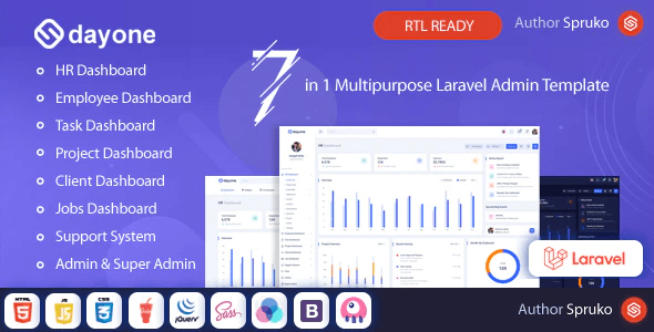 Dayone – HRM, Employee & Project Admin & Dashboard Laravel Template