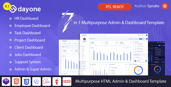 Dayone - HRM, Employee & Project Admin Dashboard HTML Template