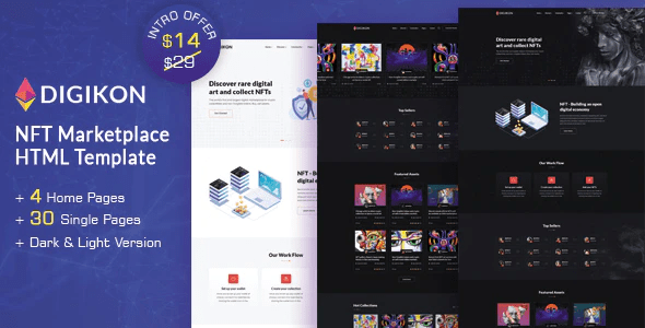 Digikon - NFT Digital Asset Marketplace HTML Template