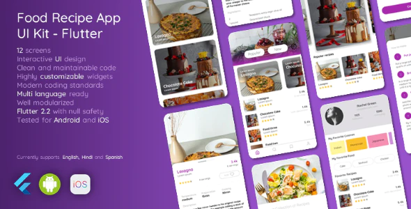 Food Recipes App UI Kit - Flutter