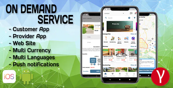 On Demand Service Solution - 4 Apps - Customer + Provider + Admin Panel + Web Site - Flutter (iOS+Android)