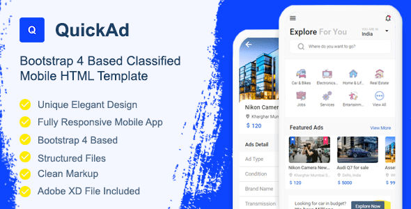QuickAd Classified Mobile HTML Template
