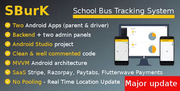 SBurK - School Bus Tracker - Two Android Apps + Backend + Admin panels - SaaS