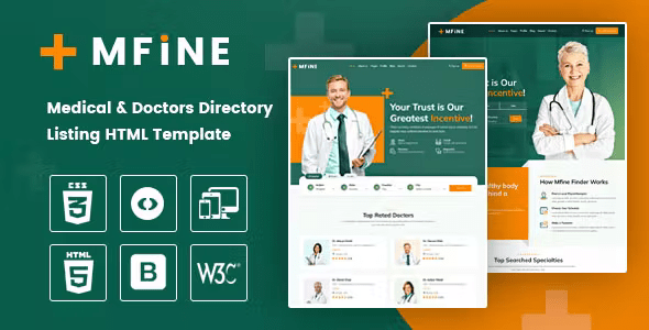 Mfine - Medical & Doctors Directory Listing HTML Template