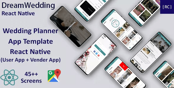 Wedding Planning Android App Template + iOS App Template - 2 Apps - React Native - DreamWedding