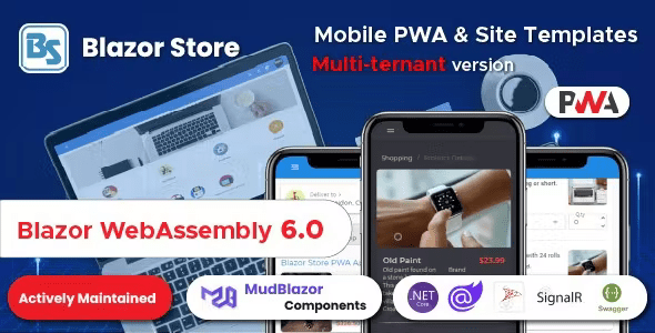 BlazorStore Pro - Mobile PWA and Site Templates Multi-ternant + Multi Database