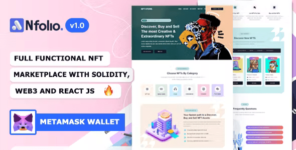 NFT Nfolio – Full Functional NFT Marketplcae with React and Solidity