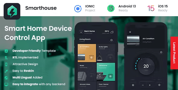 Smart Home App UI KIt - Iot App UI Kit - Home control App UI Kit - Home automation App UI Smarthous