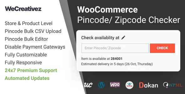 WooCommerce Pincode/ Zipcode Checker