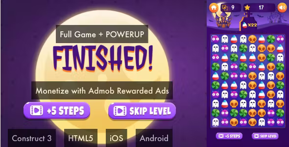 Halloween Match 3 - Construct 3 HTML5 Full Game