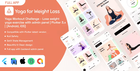 Yoga Workout Challenge - Lose weight yoga exercise with admin panel - Flutter 3.x - (Android, iOS)