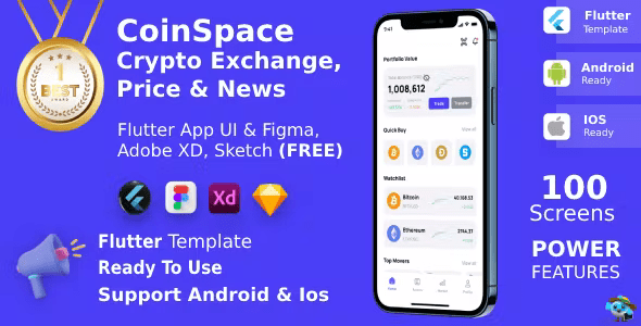 Crypto Currency App FIGMA + XD + SKETCh + Sonar Qube Test Report - UI Kit - Flutter - CoinSpace
