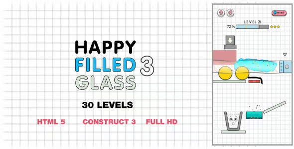 Happy Filled Glass 3 - HTML5 Game (Construct3)