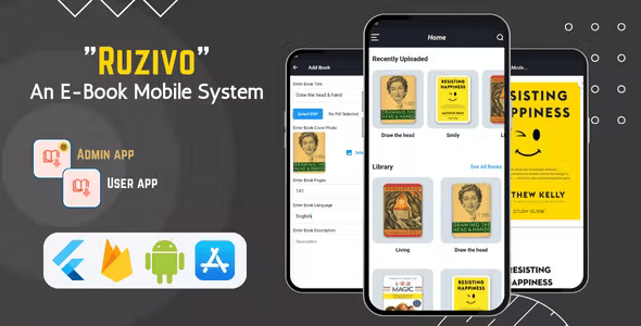 Ruzivo v1.1 - An E-Book Mobile System - Flutter & Firebase - Andoird & iOS - 2 In 1