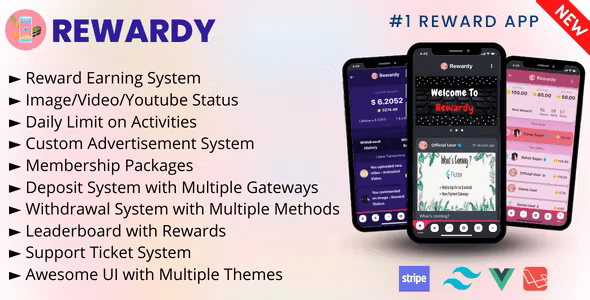 Rewardy - Status App with Reward Points + PWA + Backend