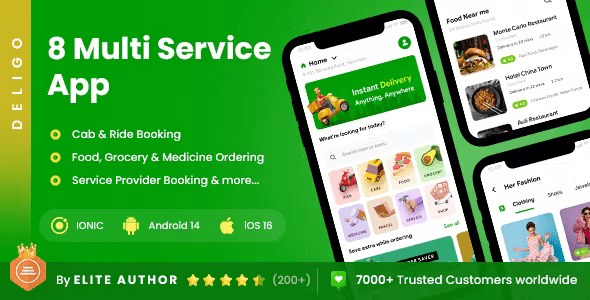 8 in 1 multi-service App Ecommerce, Cab Booking & Handyman App | DeliGo IONIC