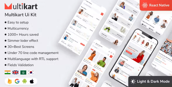 Best React Native Ecommerce App UI Kit - Multikart