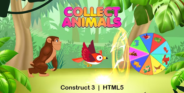 Collect Animals Game (Construct 3 | C3P | HTML5) Endless Game