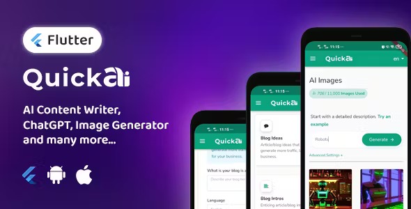 QuickAI - AI Content Writer, Image Generator, ChatGPT Flutter APP