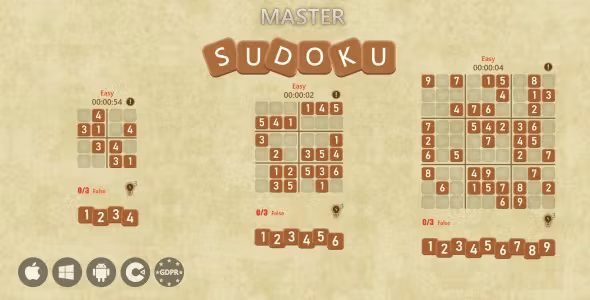 Master Sudoku - HTML5 Game (Construct 3)