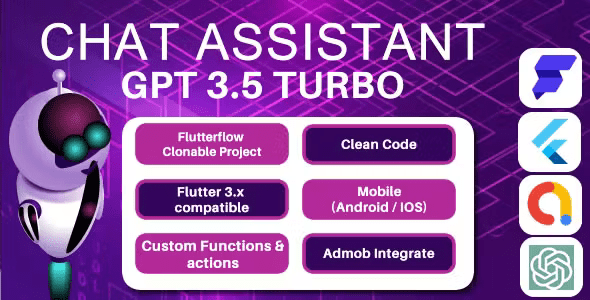 Chat Assistant AI - Chat GPT 3.5 Turbo | Admob | Open AI Chat - Flutterflow App (Mobile, IOS)