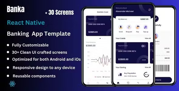 Banka - React Native CLI | Wallet | Banking App Template