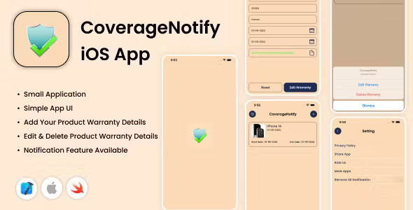 CoverageNotify - iOS App - Warranty Expire Reminder - Warranty Notification - Coverage Reminder