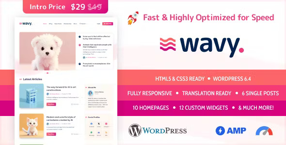 Wavy - Modern & Lightweight Blog for WordPress