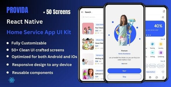 Provida - Home Service & House Cleaning React Native Expo Ui Kit