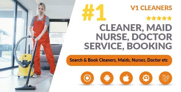 React Native Cleaning Service App to Search & Book Cleaners Online Booking System Maid Nurse Doctor