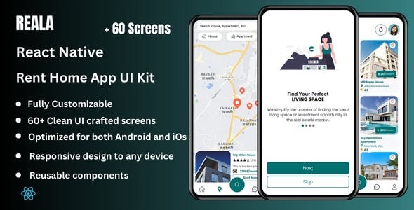 Reala - Real Estate Property Listing React Native CLI App Ui Kit