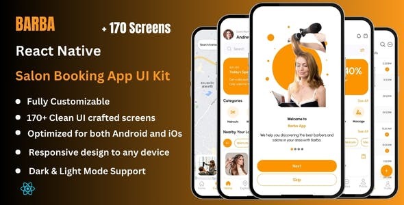 Barba - Barber & Salon Booking React Native Expo Ui Kit