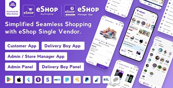 eShop - eCommerce Single Vendor App | Shopping eCommerce App with Flutter