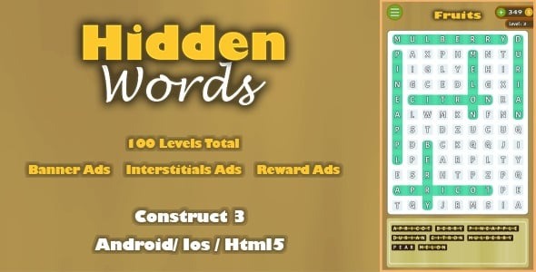 Hidden Words - HTML5 Game (Construct 3)
