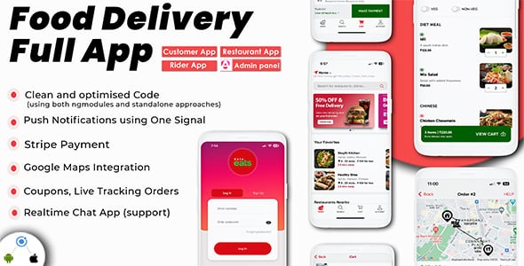 Ionic 8+ Food Delivery Apps, Angular 17+ Admin Panel with Firebase