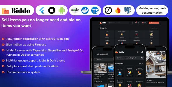 Biddo - Full Flutter auction app with NodeJS server (with chat)