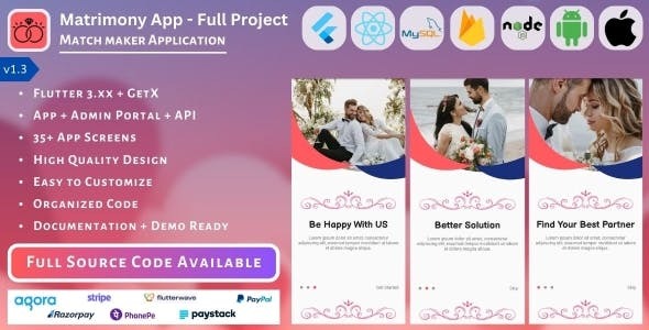 Native Matrimony CMS (Website, Admin Panel, API, Database)