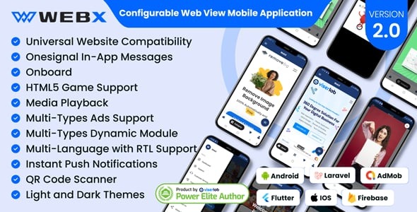 WebX - Configurable Web View Mobile Application | Convert Website To Flutter App